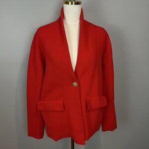 NVLT Anthropologie Red Blazer Size Medium Single Button Career Statement Piece